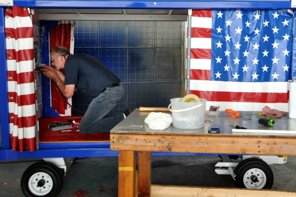 American flag cart for fallen soldiers