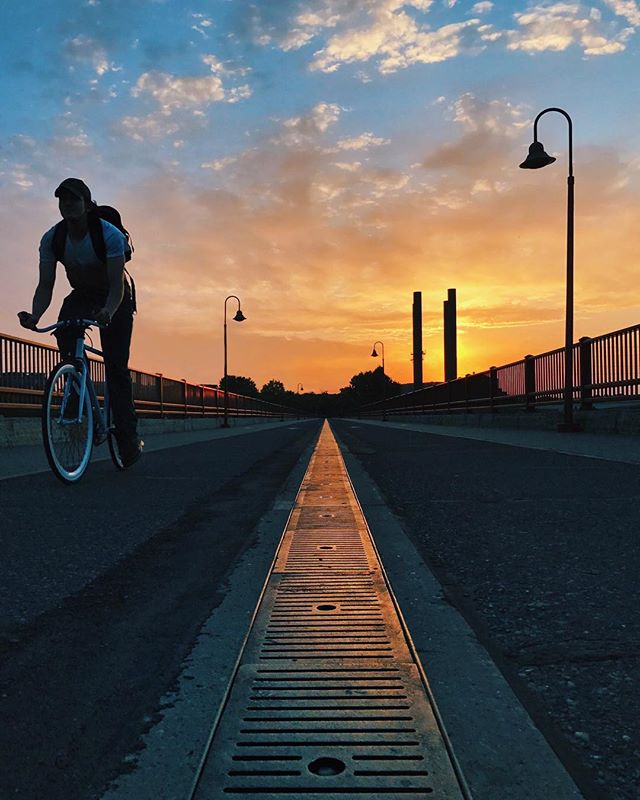 This is a photo of sunset viewed from the Stone Arch Bridge.