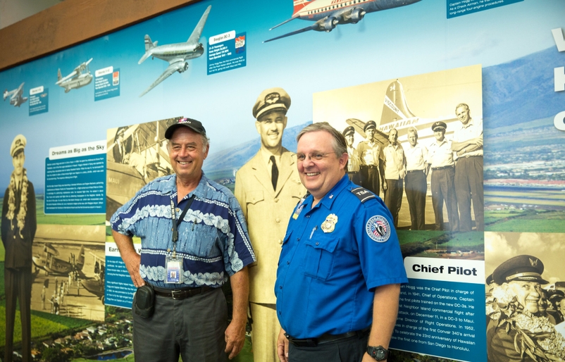 Rogers, pictured left, during the reveal of the Capt. Jimmy Hogg wall, which can still be viewed today at OGG. 15074680698_5eba6c1eae_k
