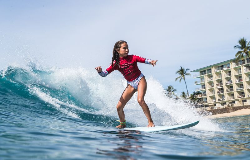 Nā Kama Kai keiki participant at a youth surfing competition in Mākaha. 20181125-AM3I6367