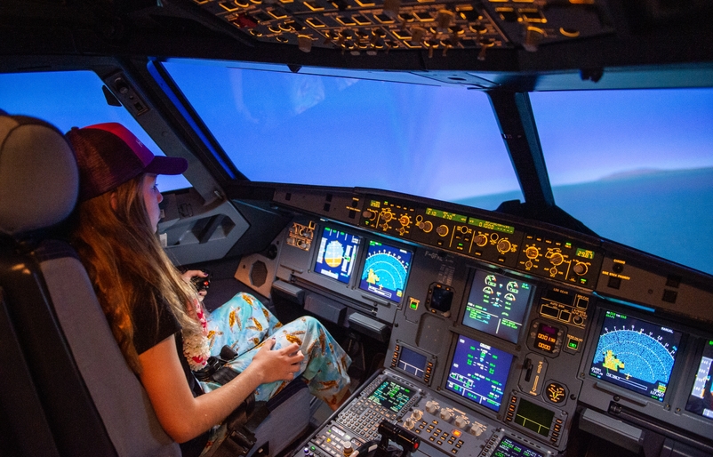 Thom in the captain's chair of our Airbus A321neo simulator 3-7-2020_TORI-87