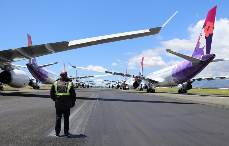 Airbus A330s lined up on runway 8L at HNL. IMG_3459