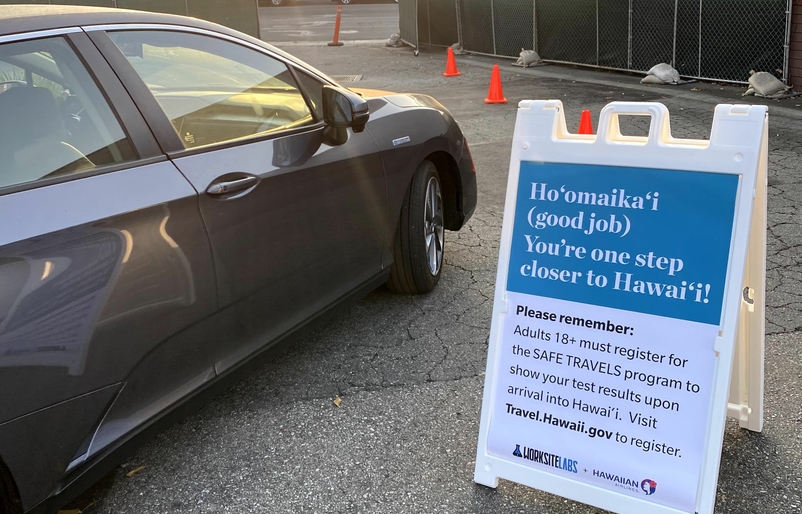 Our Worksite Labs sites include signage to educate travelers about the state of Hawaii's Safe Travels program requirements. IMG_8362