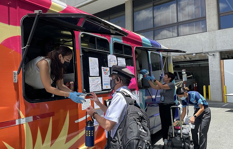 The Mahalo Van makes a stop at the crew center at HNL. MV8