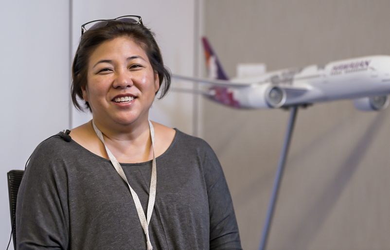 Okinaka pictured during an interview for a company video ShannonOkinaka