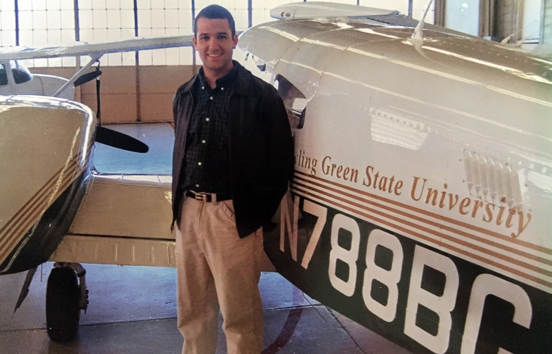 Reid pictured at Bowling Green State University, where he attended flight school, in 2006. Reid Emminger Young_201909250041