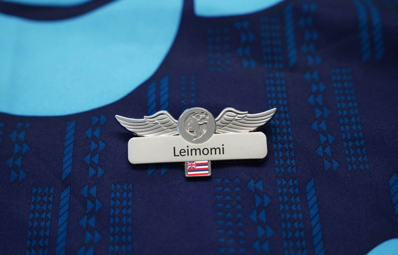 Hawaiian Airlines In-Flight Name Tag with Flag Flight Attendant Name Tag with Flag